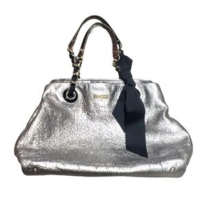Kate Spade Silver Metallic Bag  Shoulder Bag Chain Ribbon